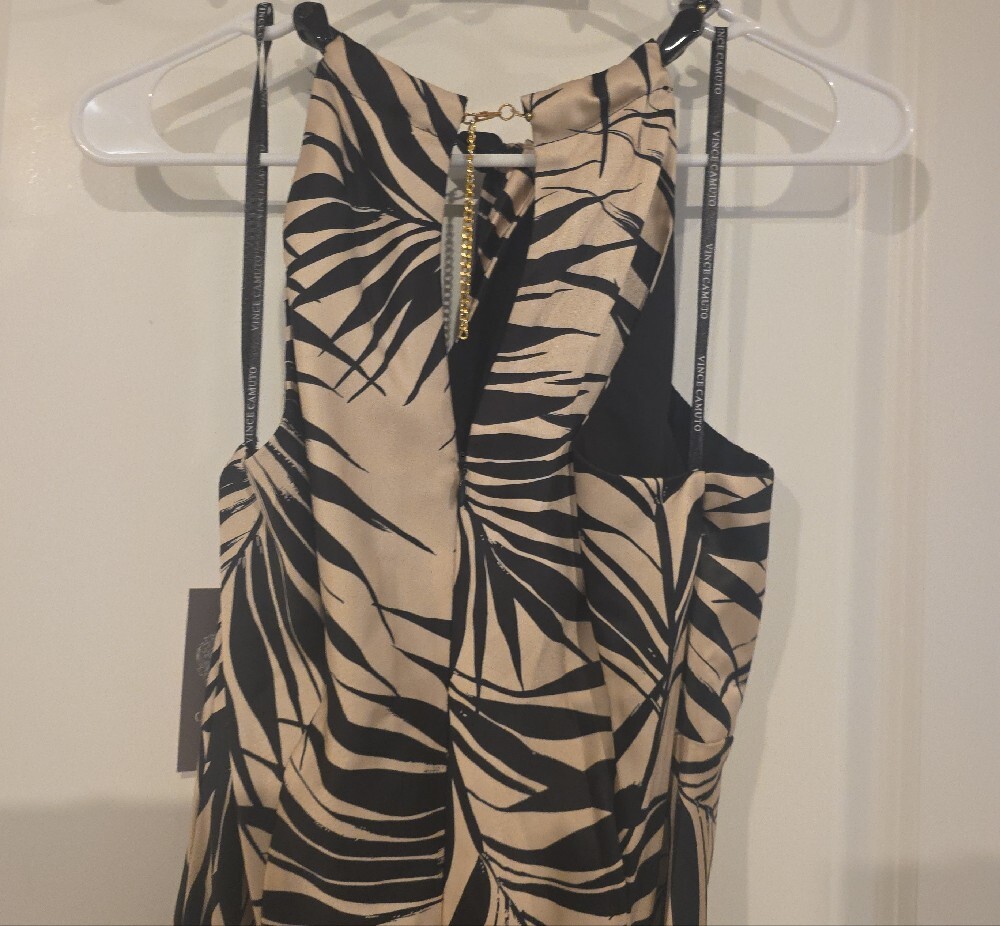 Vince Camuto Beige and Black Palm-Print Halter Maxi Dress - Picture 13 of 16